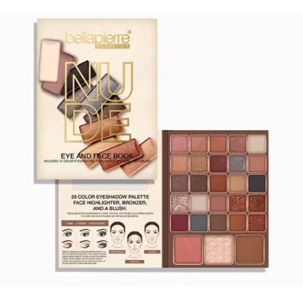 BELLÁPIERRE COSMETICS Nude Eye and Face Book - 25 color set